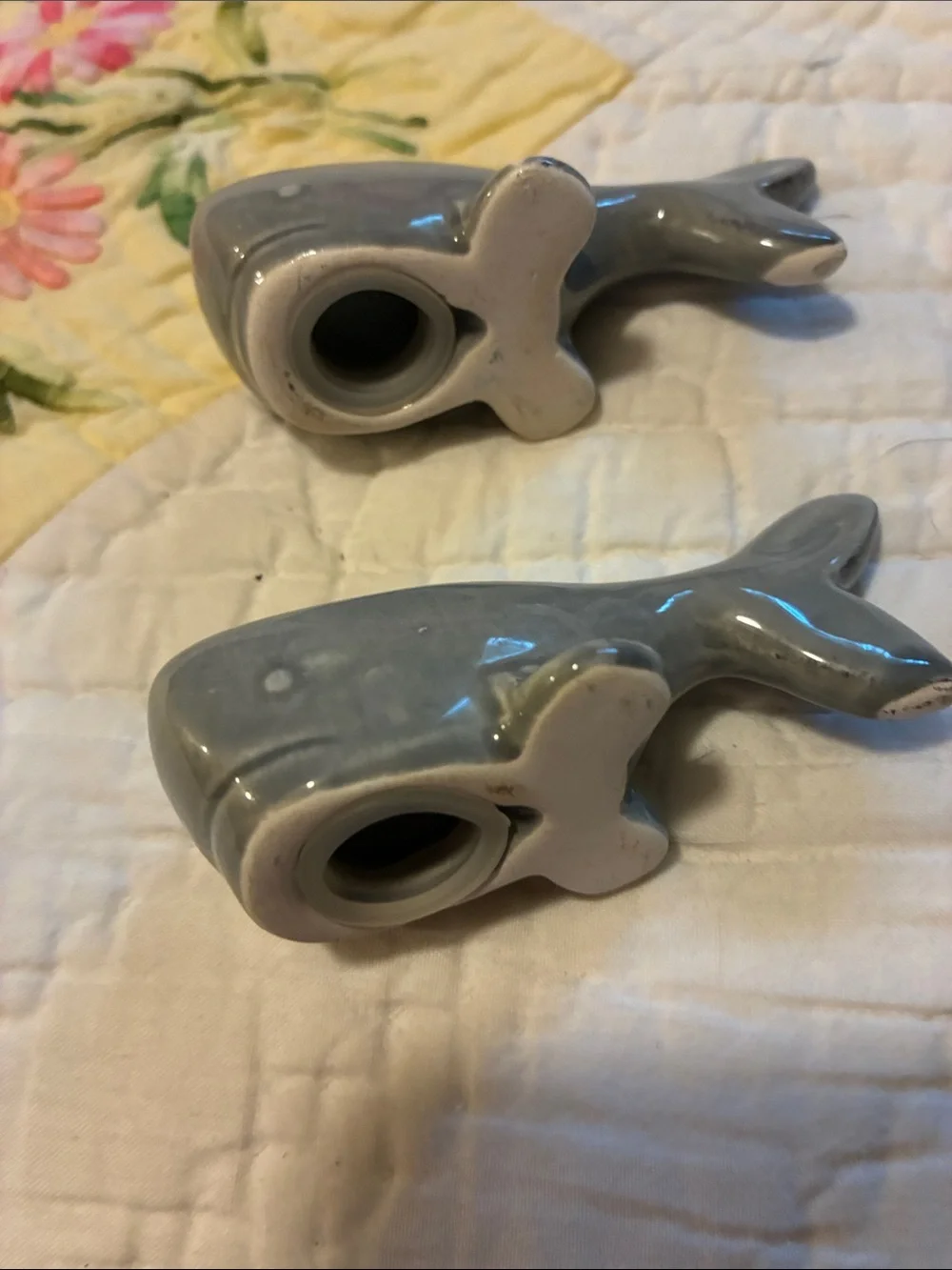 Ceramic Whale Salt & Pepper Shakers - Gray